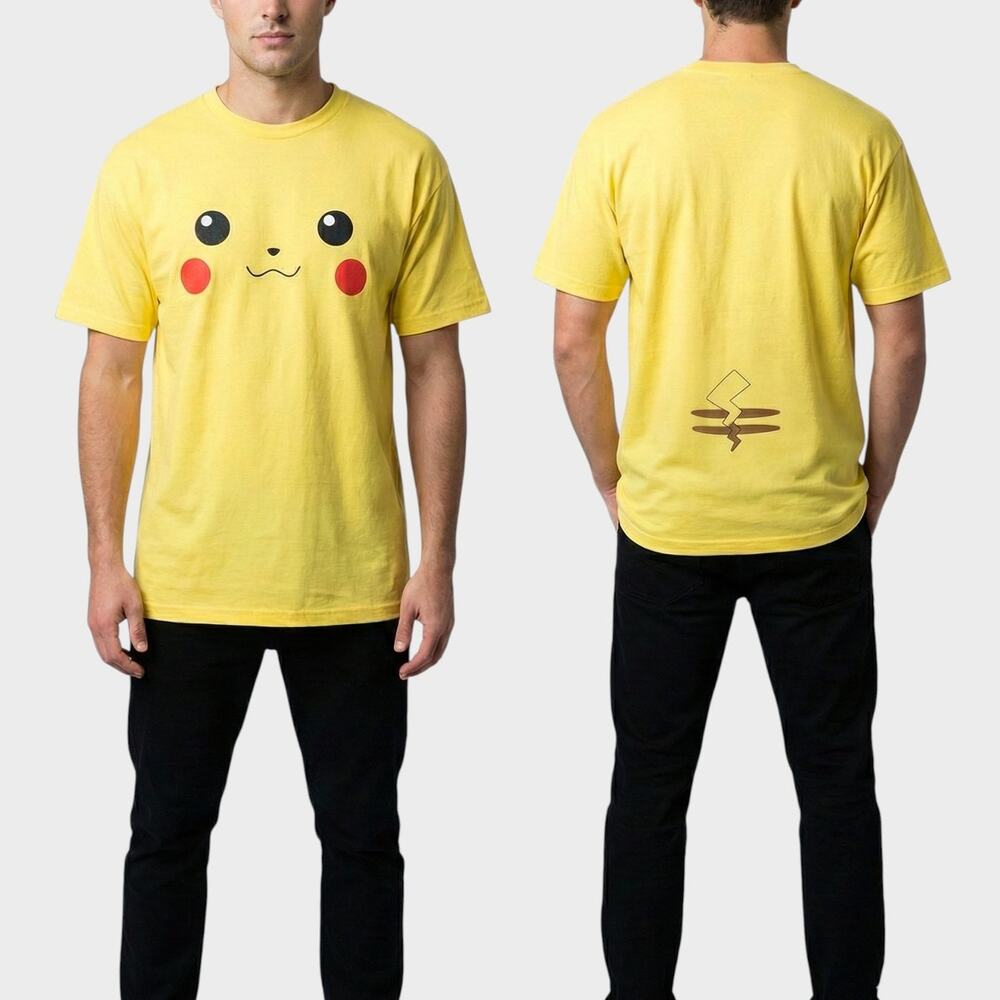 Port & Company Adult XL Yellow Short Sleeve T-Shirt Pokemon Pikachu